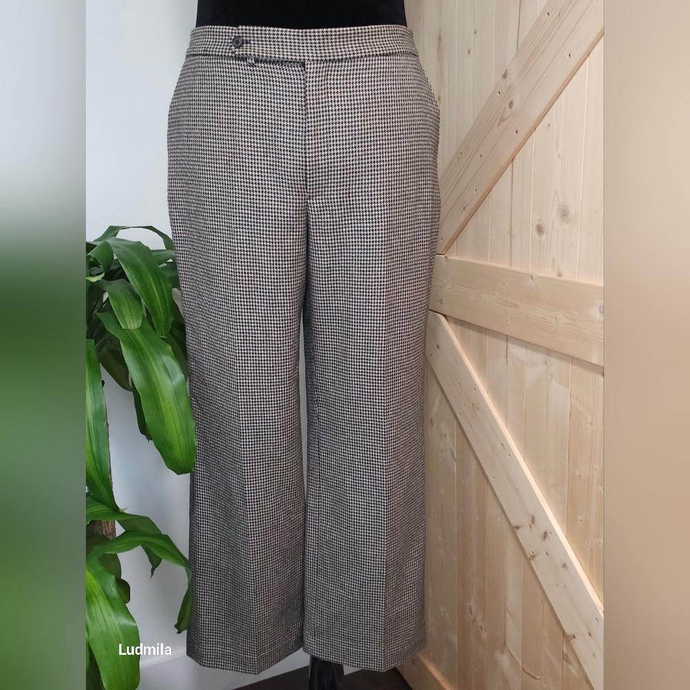 LAUREN Ralph Lauren women's size 16 100% wool houndstooth print pants